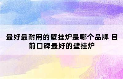 最好最耐用的壁挂炉是哪个品牌 目前口碑最好的壁挂炉